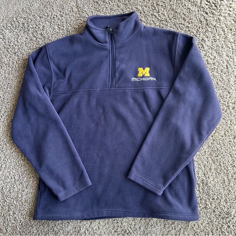 Vintage 90's Team Edition Men's Blue Michigan Wolverines Pullover 1/4Zip Jacket